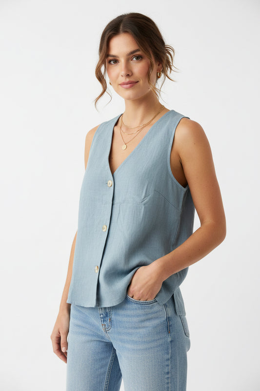 Zenana Button Vest