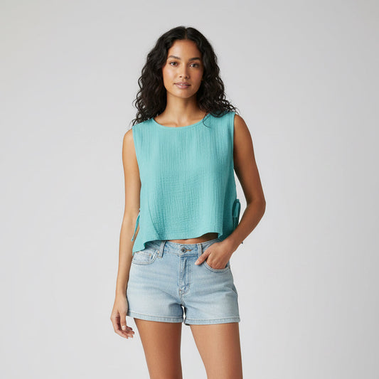 Zenana Double Gauze Side Tie Sleeveless Top