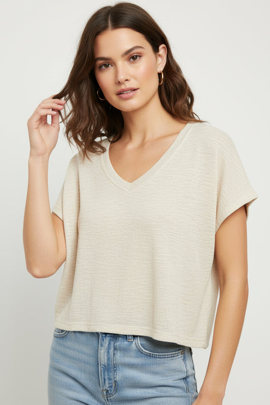Zenana Slub Box Tee V-neck