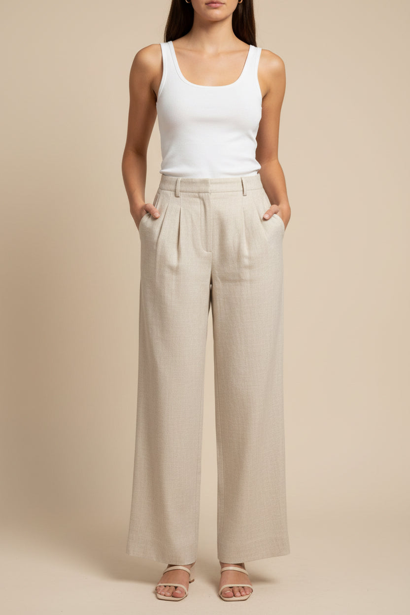 Main Strip Tan Wide Leg Pant