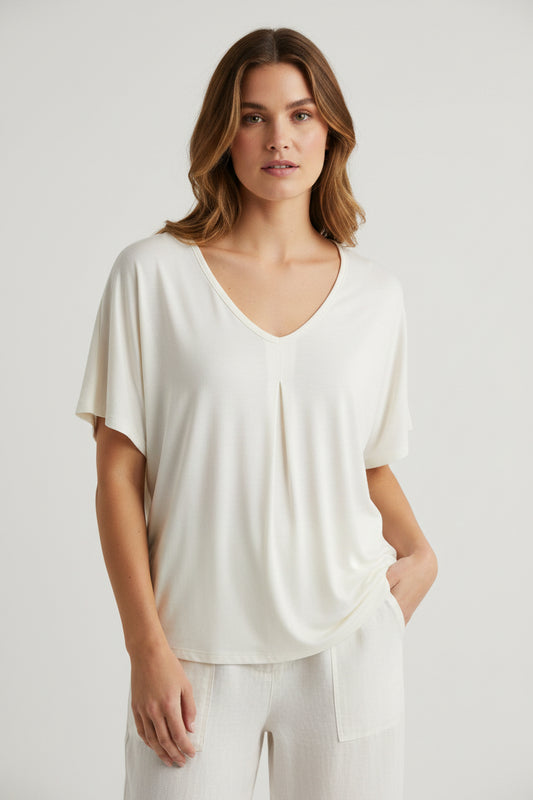 A.gain White Tee with Lace Back