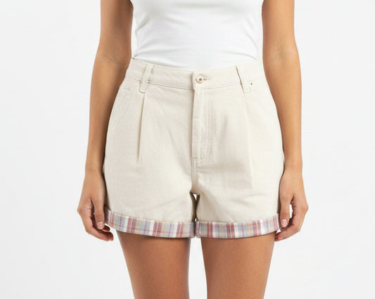 Easel Shorts with Plaid Cuff