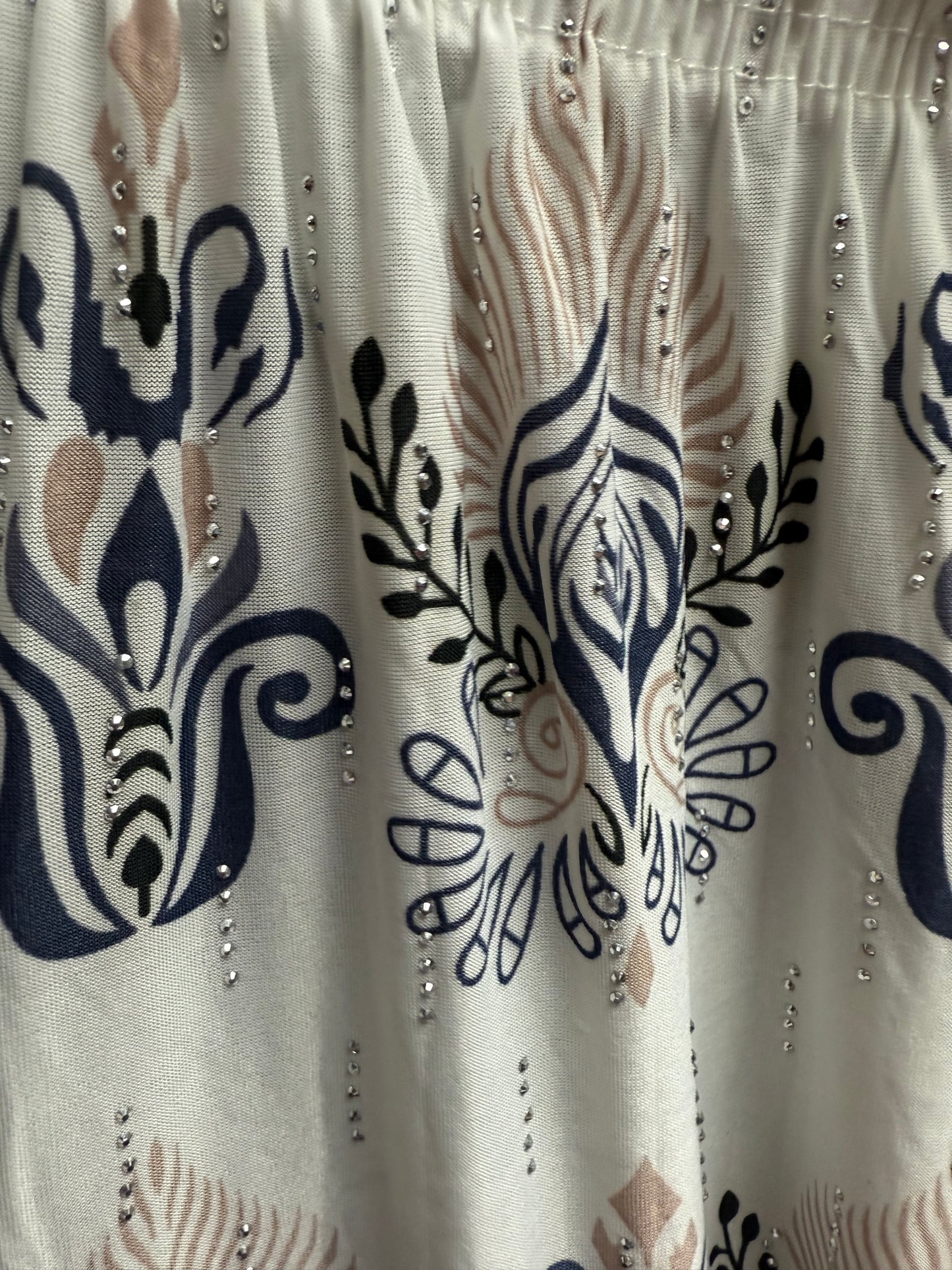 Sparkle Patterned Wide Leg Cotton Pant
