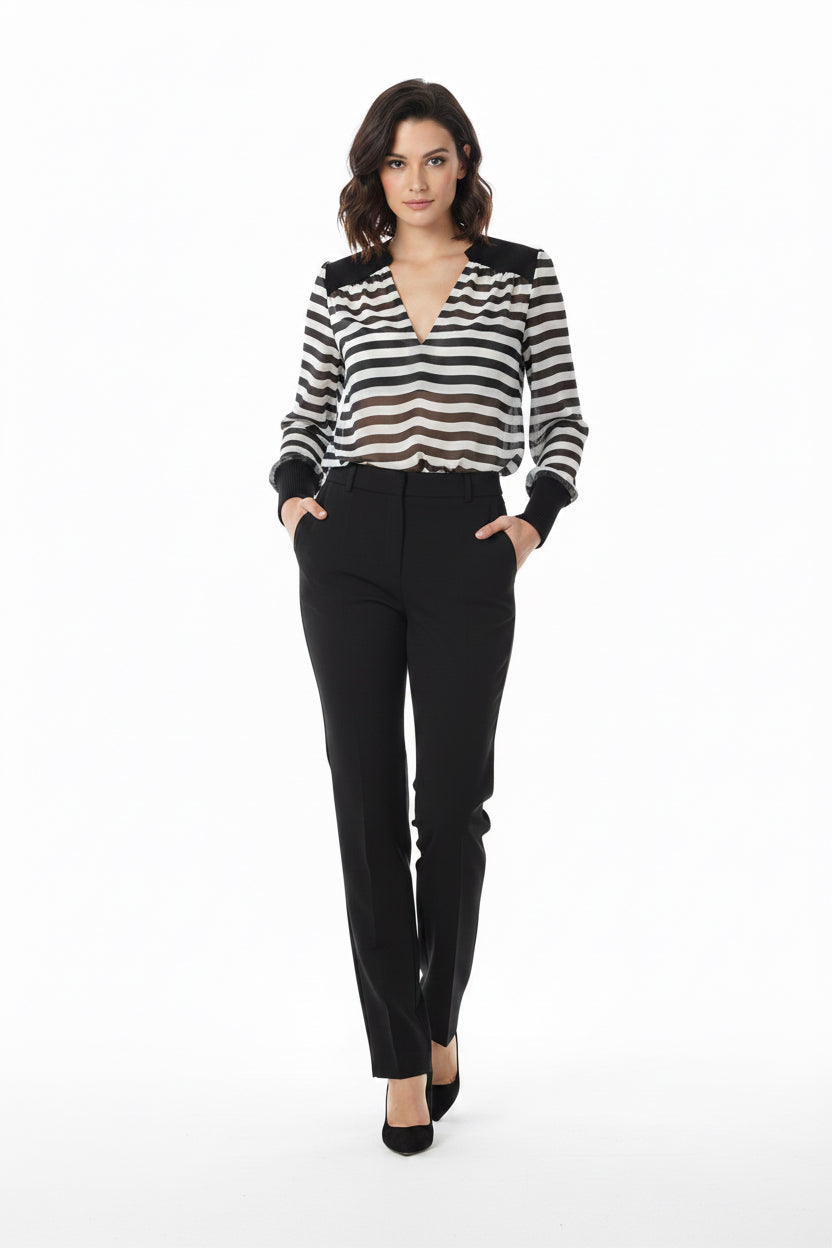 Lauren Conrad 3/4 Sleeve Stripe Blouse