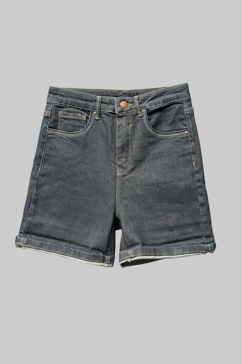 Risen Long Denim Shorts