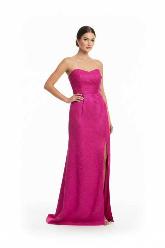 Fate Embossed Strapless Dress