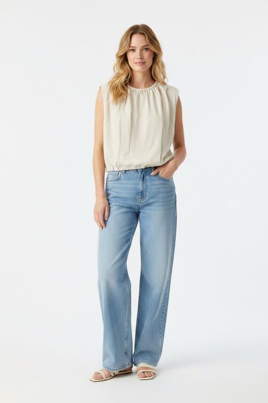 Zenana Drawstring Tie Side Sleeveless Top