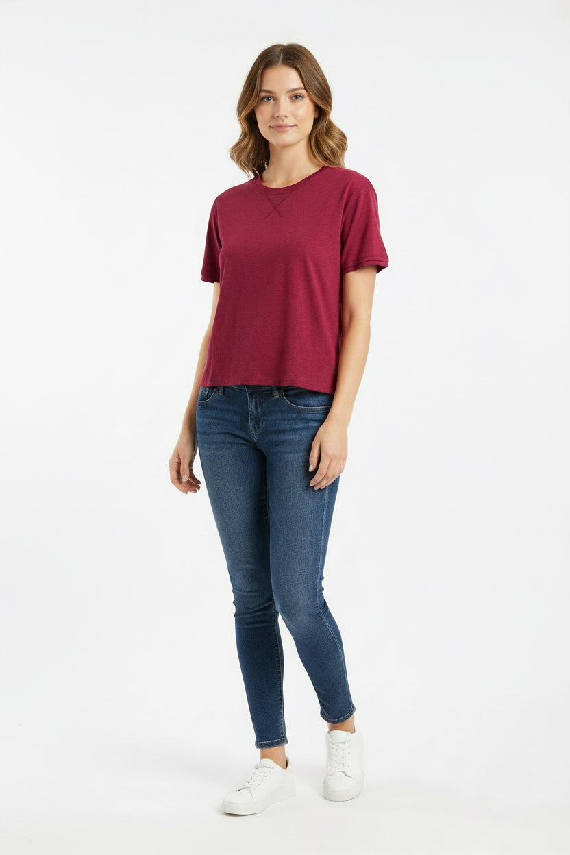 Zenana Drop Shoulder Crop Boxy Tee