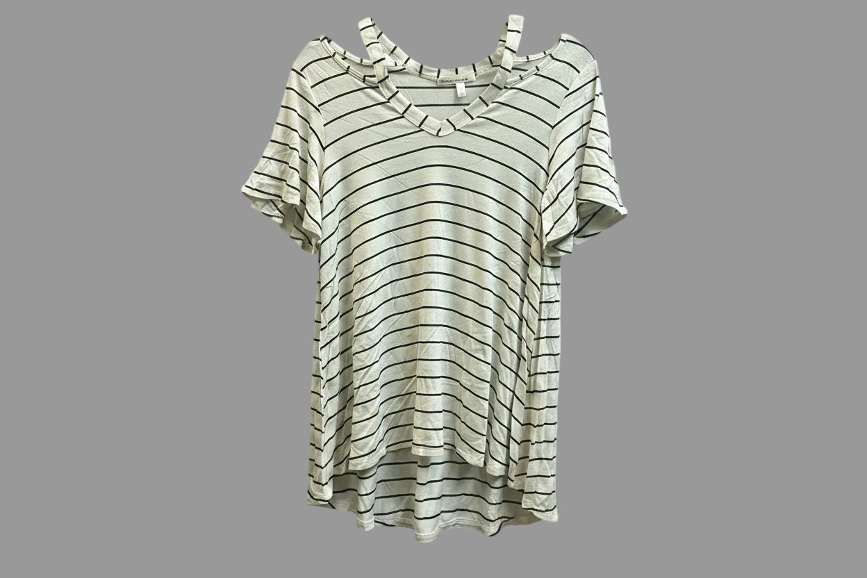 Haley & Co. Striped Collar Cutout Top
