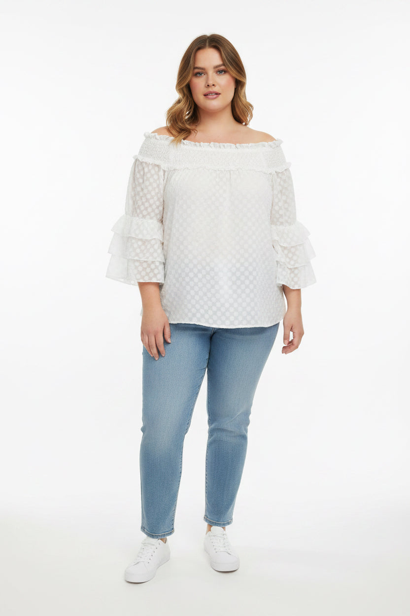 Wowo Plus White Blouse with Frills