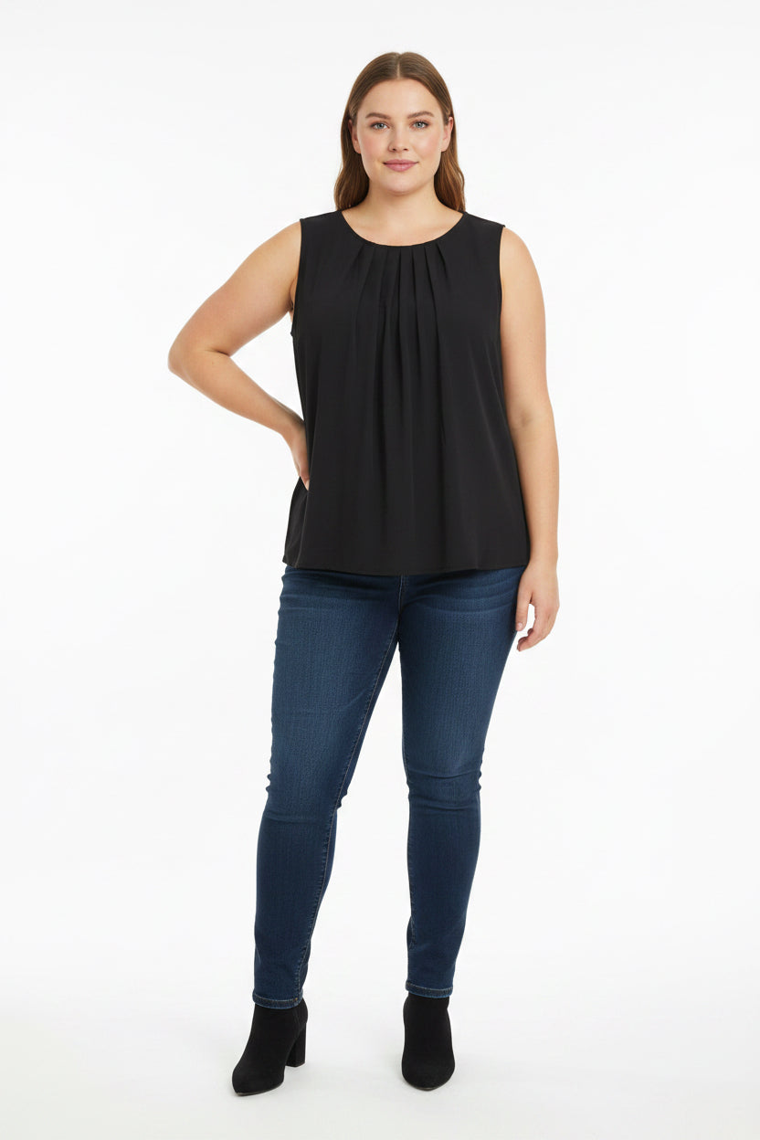 Zenana Pleated Plus Size Sleeveless Blouse