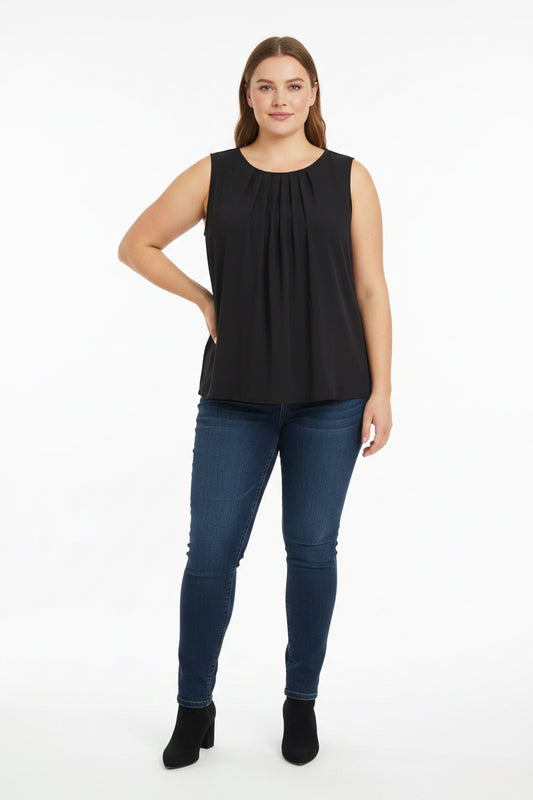 Zenana Pleated Plus Size Sleeveless Blouse