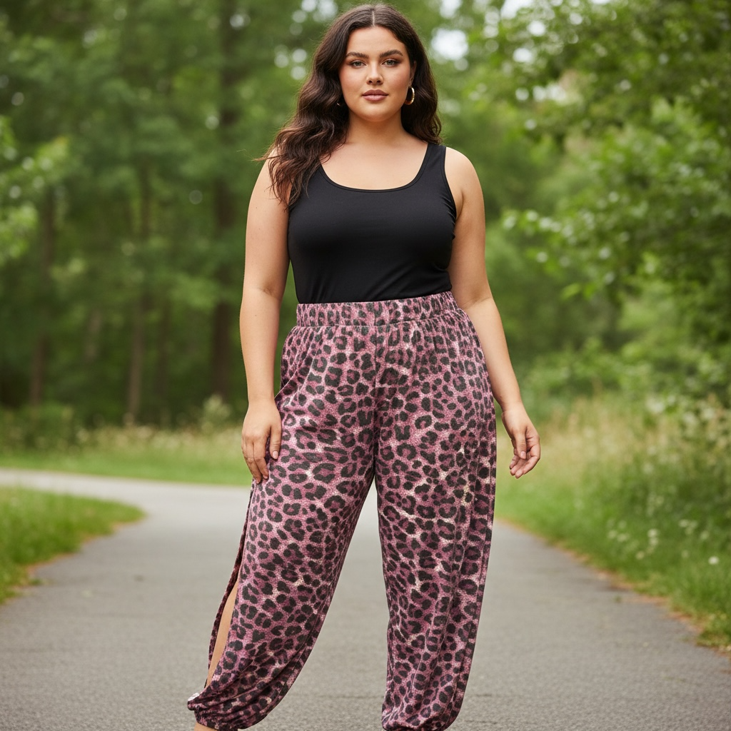 Zenana Split Leg Cheetah Pants
