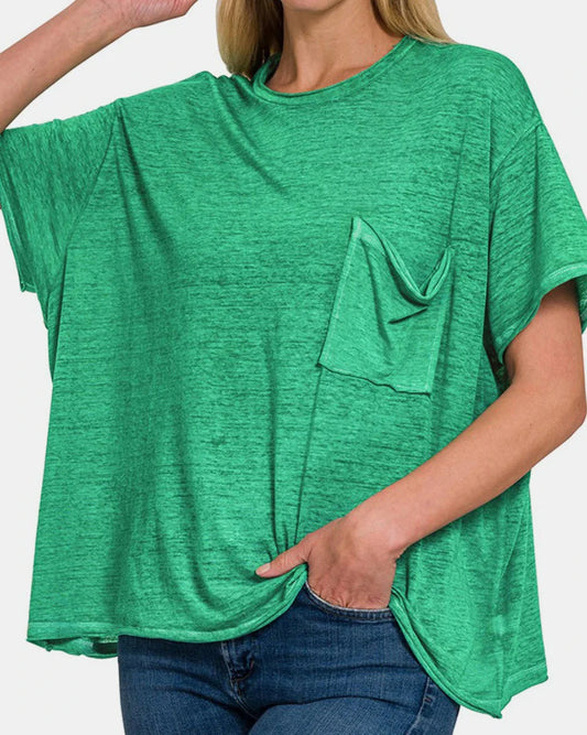Zenana Oversized Pocket Tee