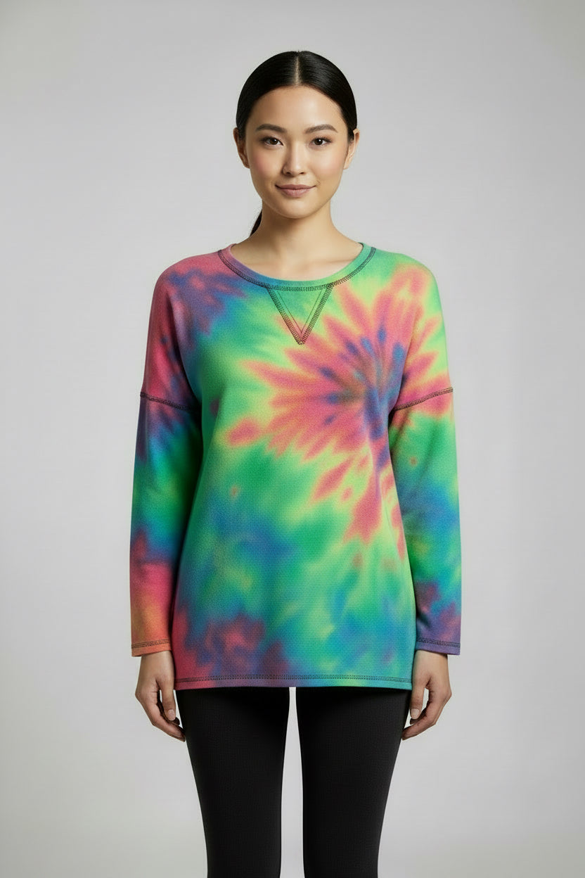 Cy Fashion Long Sleeve Tie Dye Tee