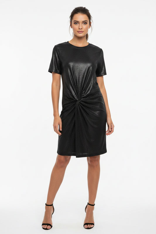 Elan Short Sleeve Dress with Faux Knot