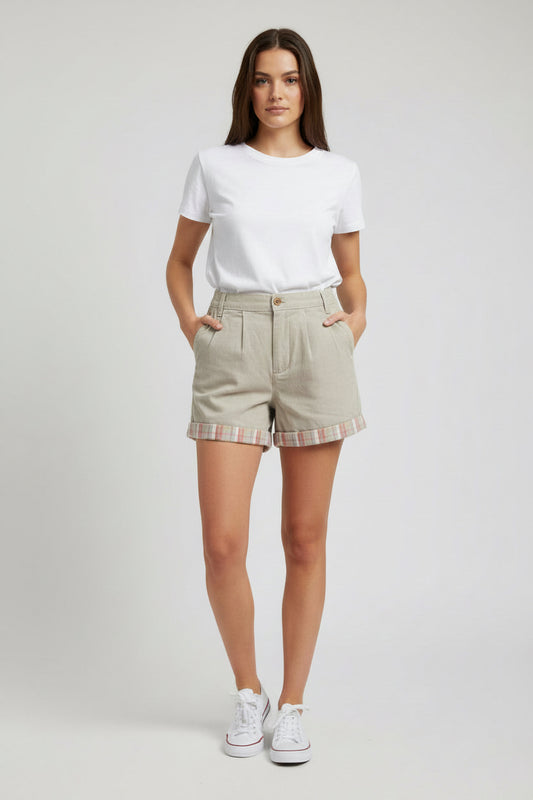 Easel Shorts with Plaid Cuff