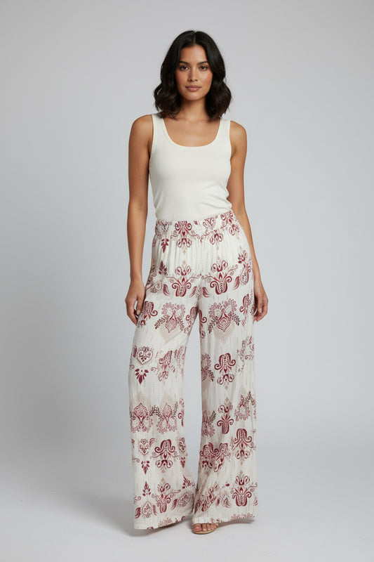 Sparkle Patterned Wide Leg Cotton Pant