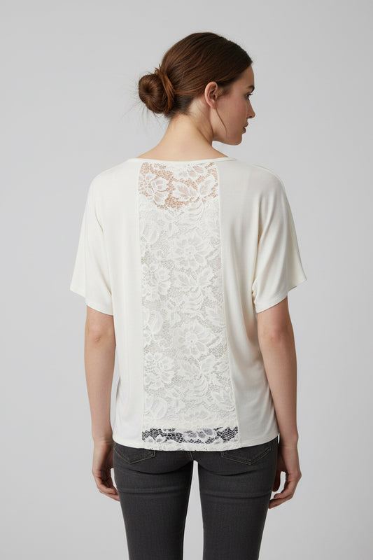 A.gain White Tee with Lace Back