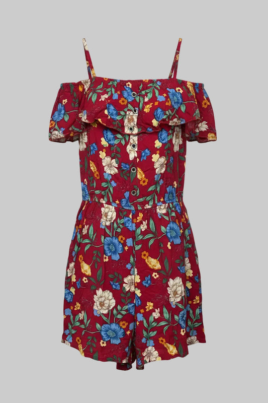 C-mode Red floral Romper